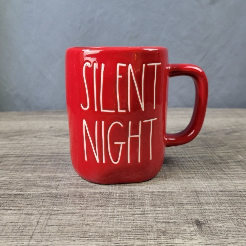 Rae Dunn Artisan Collection Ceramic Farmhouse Red Silent Night Christmas Mug